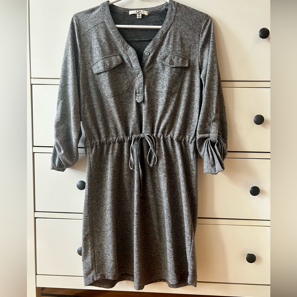Gray Long Sleeve Casual Dress